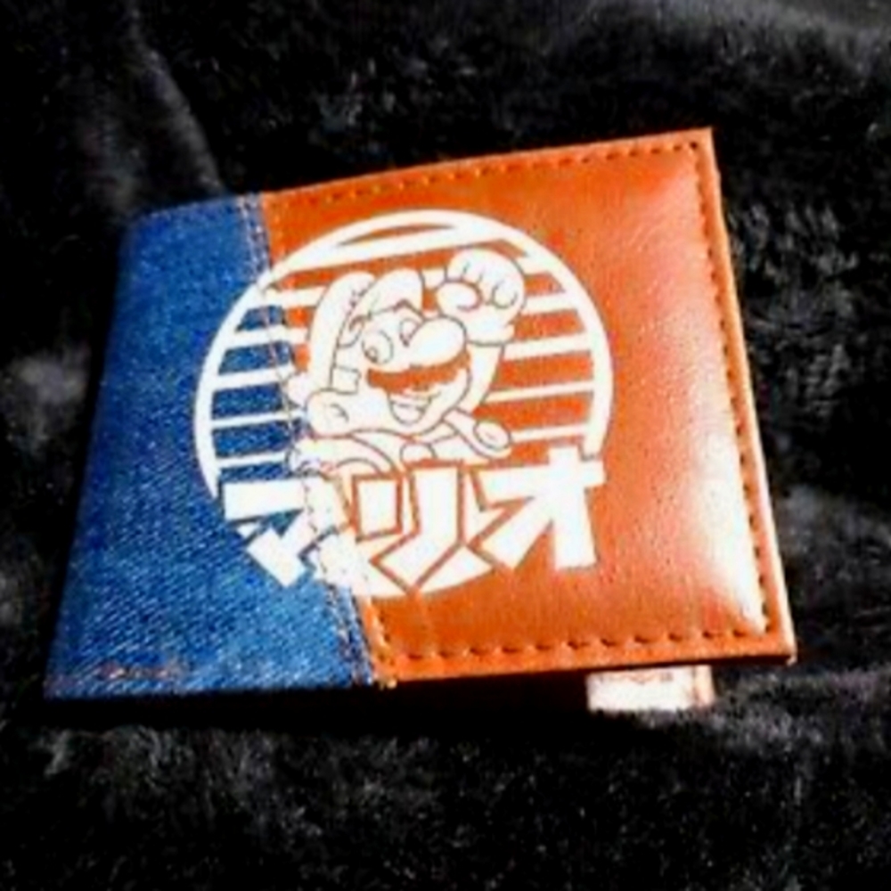 Super Mario Genuine Denim Wallet Nintendo Japanese Kanji Katakana Hiragana Real
